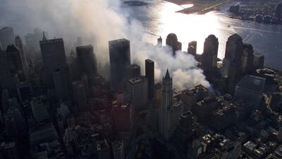 Smoke continues to rise from the destroyed World Trade Center in New York, on September 15, 2001. EPA