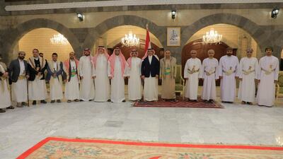 The Omani and Saudi delegations meet Houthi officials on Sunday in Sanaa. Getty Images