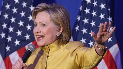Democratic presidential candidate Hillary Clinton speaks to guests attending the Asian Pacific American Institute for Congressional Studies in Washington, DC. Mark Wilson / Getty Images