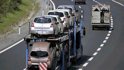 A truck full of new Renault cars. Reuters