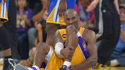 Kobe Bryant suffered his original knee injury on April 12, 2013 against the Golden State Warriors. Mark J Terrill / AP