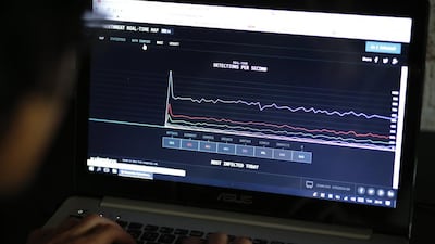 An expert checks cyber threats at his office in Istanbul, Turkey, yesterday. Ransomware Petya has spread round the world. Erdem Sahin / EPA