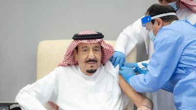 Saudi King Salman bin Abdulaziz Al-Saud - Pfizer/BioNTech - January 8 2021. Getty Images
