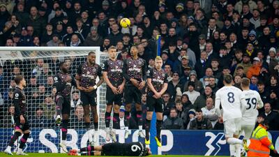 Leeds United's Maximilian Woeber, right, takes a free kick. AP