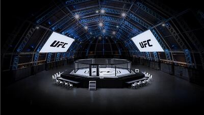 An artist rendition of what the arena will look like for the Fight Island venue to be held on Abu Dhabi's Yas Island. Courtesy DCT - Abu Dhabi