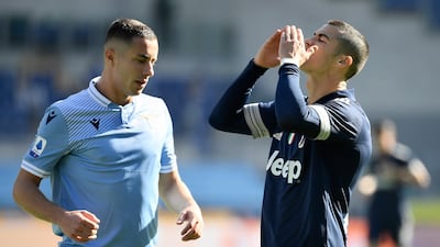 Juventus' Cristiano Ronaldo after a chance goes begging in Rome. AFP