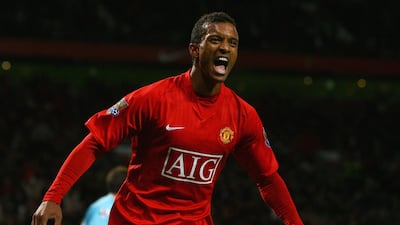 Nani of Manchester United celebrates as he scores their fourth goal against West Bromwich Albion at Old Trafford on October 18, 2008 in Manchester, England. Getty Images
