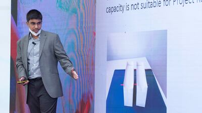 Tanay Jagannathan of Gems Modern Academy during his presentation to the judges.