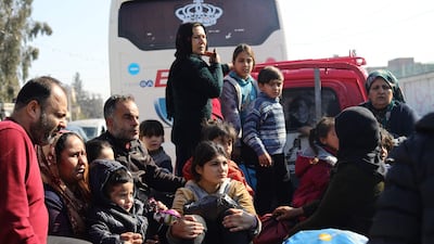 Displaced families who had taken refuge in Qamishli travel home to Afrin, northern Syria. AFP