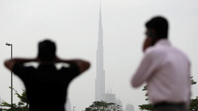 Dusty and cloudy weather in Dubai. Pawan Singh / The National