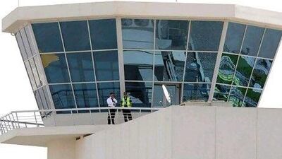 The control tower of Al Maktoum International Airport at Dubai World Central, which is a strategic initiative of the Dubai Government to promote the emirate as a global trade centre.Sonza Gabriel / EPA