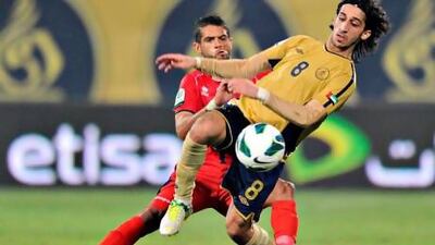 Dubai's Mohamed Ismail gets control of the ball in their 1-0 win over Al Shaab.