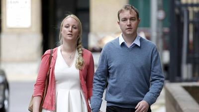 Former trader Tom Hayes and his wife Sarah arrive at Southwark Crown Court in London. Peter Nicholls / Reuters