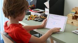 A young learner takes part in Arabic studies online in Dubai. Chris Whiteoak / The National