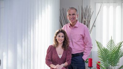 Brian de Francesca, a prostate cancer patient, with his wife Nadine at their home in Dubai. Ruel Pableo for The National