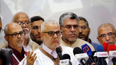 Development Party (PJD) speaks during a new conference at the party's headquarters in Rabat, Morocco early October 8, 2016. REUTERS/Youssef Boudlal