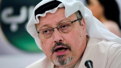 In this 2014 file photo, Saudi journalist Jamal Khashoggi speaks during a press conference in Manama, Bahrain. AP