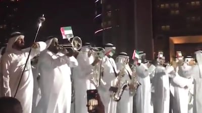 Dubai police perform before an enthusiastic crowd.