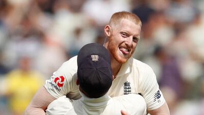 England's Ben Stokes celebrates the wicket of India's Hardik Pandya with teammates. Reuters