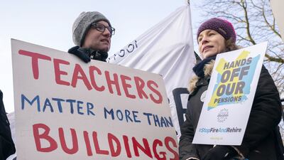 Thursday morning saw protesters gather outside Sheffield Girls' School, as teachers at 23 independent schools within the Girls' Day School Trust go on strike over pensions. PA