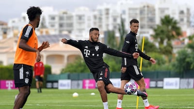Corentin Tolisso of Bayern Munich controls the ball during a training session in Lagos, Portugal. Getty