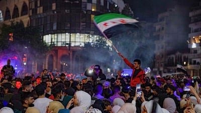 Celebrations in Homs after US President Donald Trump announced plans to ease sanctions on Syria. AP