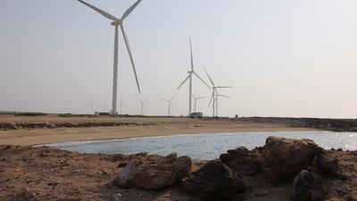 Masdar's wind farm on Sir Bani Yas Island in Abu Dhabi. The public and private sectors need to mobilise more financing to increase renewable energy capacity. Reuters