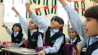 Parents say the emphasis on English outweighs concerns on possible deficiencies in Arabic language and cultural teaching. Above, students at Al Shorouq Shool in Jumeriah. Duncan Chard for The National