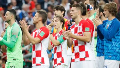Luka Modric, centre, and his Croatia teammates had to settle for second-place at the 2018 World Cup. Felipe Trueba / EPA