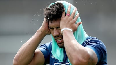 Ardie Savea cools off during training in Japan. Getty