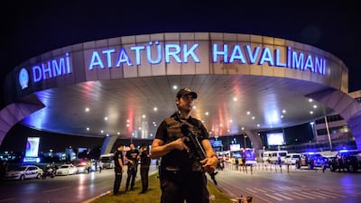 Attackers began spraying bullets at the international terminal entrance before blowing themselves up at about 10pm local time on Tuesday night, Turkish authorities said. Ozan Kose / AFP