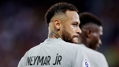 LILLE, FRANCE - AUGUST 21: Neymar Jr of Paris Saint Germain during the French League 1 match between Lille v Paris Saint Germain at the Stade Pierre Mauroy on August 21, 2022 in Lille France (Photo by Rico Brouwer / Soccrates / Getty Images)