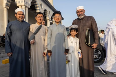 Fayz Majid Latif attended Eid Al Adha prayers with his family. Antonie Robertson / The National