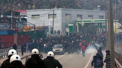 The demonstration was held to protest severe overcrowding at the island's refugee camp and delays in the asylum procedure. AP