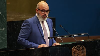 Kuwaiti envoy to the UN Tareq Al Banai addresses the General Assembly on Thursday. Reuters