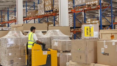 Robots, pavilion props, coffee machines, air conditioners have been transported from the UPS warehouse in the Jebel Ali Free Zone to the Expo 2020 Dubai site.