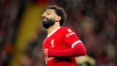 Mohamed Salah celebrates scoring Liverpool's third goal against Sparta Prague to send the Reds on their way to a 6-1 win on the night. AP