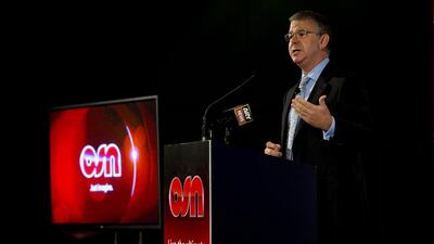 OSN CEO David Butorac speaks during a news conference at the Jumeirah Beach Hotel in Dubai on August 26, 2013. Christopher Pike / The National