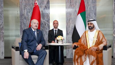 Sheikh Mohammed meets Alexander Lukashenko, President of Belarus, on the sidelines