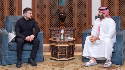 Ukrainian President Volodymyr Zelenskyy meets Saudi Crown Prince Mohammed bin Salman in Jeddah. Photo: SPA