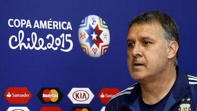Argentina manager Gerardo Martino shown at Friday's news conference ahead of his side's Copa America opening match. Marcos Brindicci / Reuters / June 12, 2015
