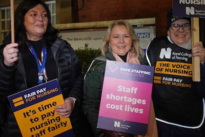Nurses striking over staff shortages in the UK. PA