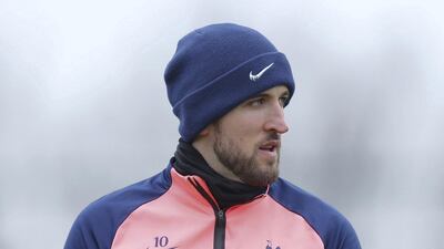 Harry Kane at work ahead of the Liverpool clash. Getty