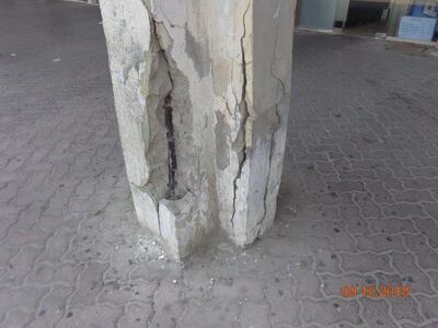 Pillars that support the Zaab souq are crumbling. Courtesy Abu Dhabi Municipality