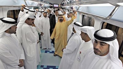 Sheikh Mohammed inaugurates the Dubai Metro Green Line in September 2011. AFP