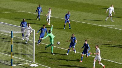 Chelsea's Edouard Mendy during the match against Leeds United on Saturday. Reuters