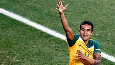 Australia's Tim Cahill celebrates.