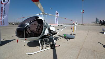 The Safat 02 lightweight helicopter on static display at the Dubai Airshow. Victor Besa for The National