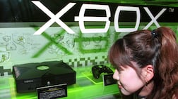 The original Xbox on display before its 2001 launch, when Microsoft entered the console market. Getty Images