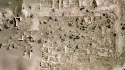 An ancient structure at the endangered Umm Al Aqarib archaeological site in Iraq seen from the air. All photos: AFP